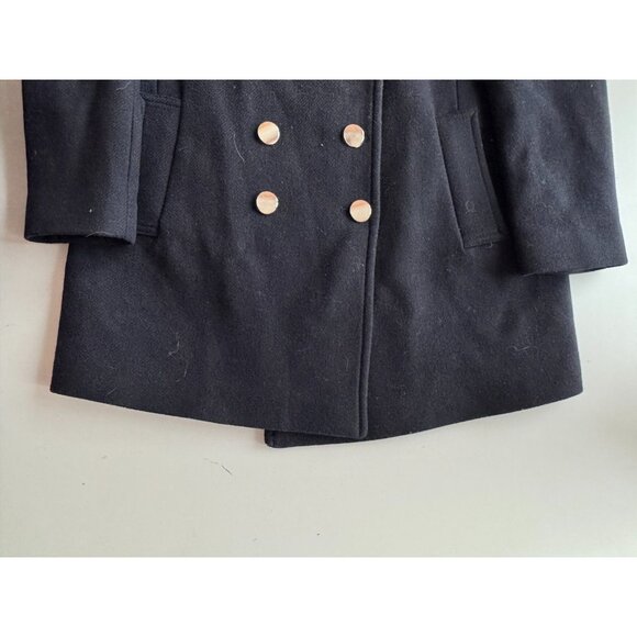 ZARA Navy Blue Wool Blend Double Breasted Short Peacoat Coat, Size M - Picture 8 of 12